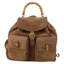 GUCCI Bamboo Backpack Suede Brown Gold 003 2058 0016 Auth LNZ352-2