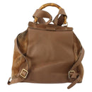 GUCCI Bamboo Backpack Suede Brown Gold 003 2058 0016 Auth LNZ352-3