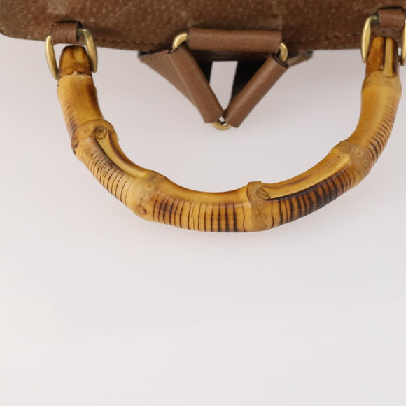 GUCCI Bamboo Backpack Suede Brown Gold 003 2058 0016 Auth LNZ352