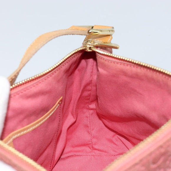 CELINE C Macadam Canvas Schultertasche Wildleder Rosa Gold Auth LNZ353