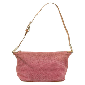 CELINE C Macadam Canvas Shoulder Bag Suede Pink Gold Auth LNZ353 - 0