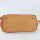 CELINE C Macadam Canvas Shoulder Bag Suede Pink Gold Auth LNZ353-9