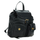 TIFFANY&Co. Backpack Leather Black Gold Auth LNZ354V-1