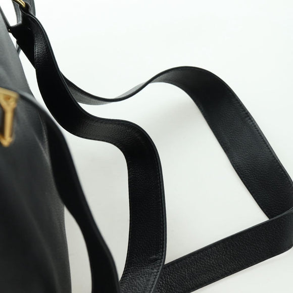 TIFFANY&Co. Backpack Leather Black Gold Auth LNZ354V