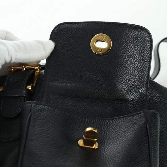 TIFFANY&Co. Backpack Leather Black Gold Auth LNZ354V