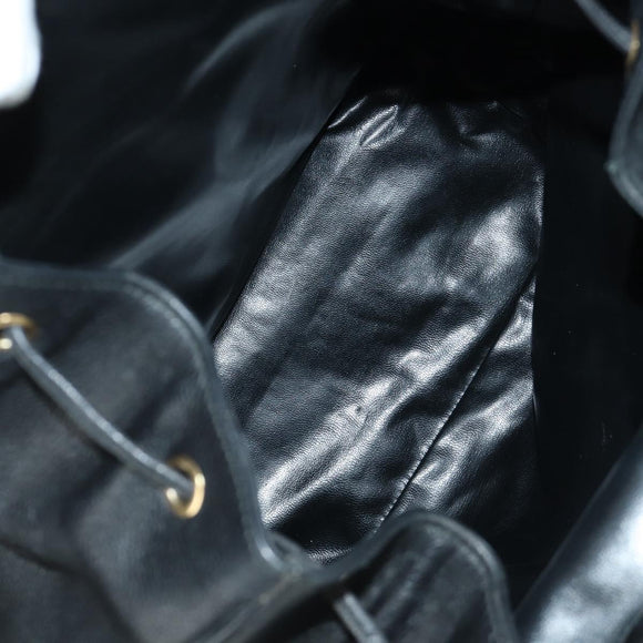 TIFFANY&Co. Backpack Leather Black Gold Auth LNZ354V