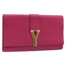 SAINT LAURENT Y Line Clutch Bag Leather Pink Gold 311213 Auth LNZ355-1