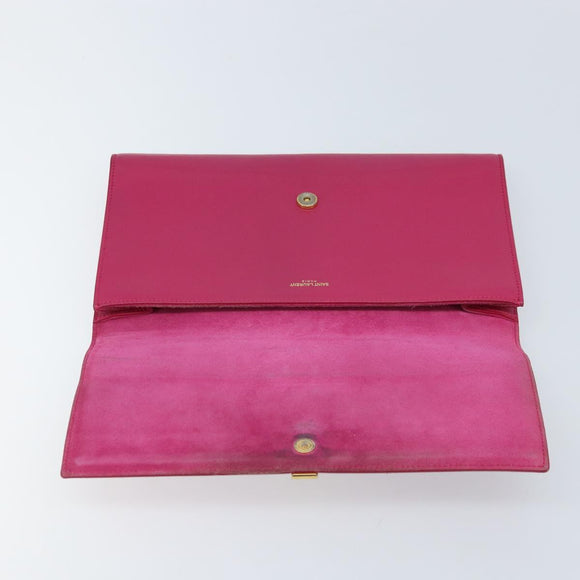 SAINT LAURENT Y Line Clutch Bag Leather Pink Gold 311213 Auth LNZ355