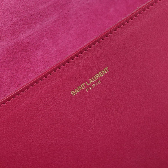 SAINT LAURENT Y Line Clutch Bag Leather Pink Gold 311213 Auth LNZ355