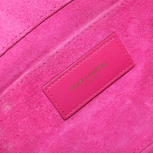 SAINT LAURENT Y Line Clutch Bag Leather Pink Gold 311213 Auth LNZ355
