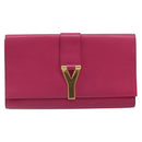 SAINT LAURENT Y Line Clutch Bag Leather Pink Gold 311213 Auth LNZ355-13