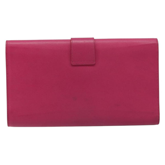 SAINT LAURENT Y Line Clutch Bag Leather Pink Gold 311213 Auth LNZ355