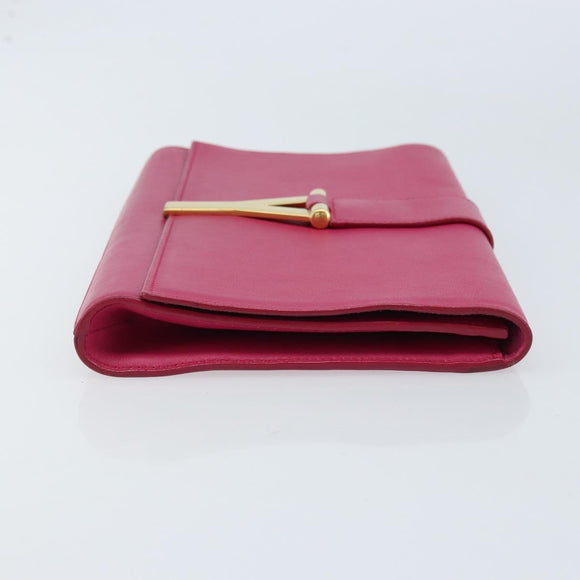 SAINT LAURENT Y Line Clutch Bag Leather Pink Gold 311213 Auth LNZ355