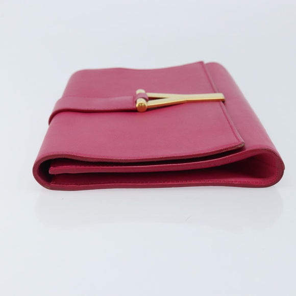 SAINT LAURENT Y Line Clutch Bag Leather Pink Gold 311213 Auth LNZ355
