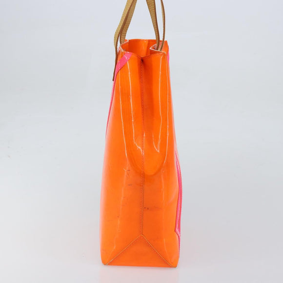 LOUIS VUITTON Monogram Vernis Fluo Reade MM Bag Orange Pink M91902 Auth LNZ356
