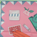 HERMES Carre 90 Scarf ""L'Heure des Gants"" Silk Pink Auth LNZ365SAM-2