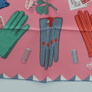 HERMES Carre 90 Scarf ""L'Heure des Gants"" Silk Pink Auth LNZ365SAM-9