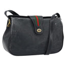 GUCCI GG Supreme Web Sherry Line Bag PVC Black Gold 116 02 076 Auth LNZ368-1