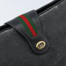 GUCCI GG Supreme Web Sherry Line Bag PVC Black Gold 116 02 076 Auth LNZ368-17