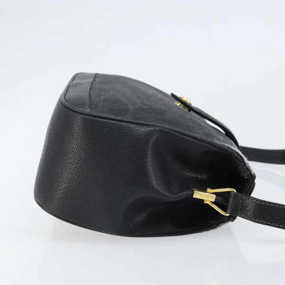 GUCCI GG Supreme Web Sherry Line Bag PVC Black Gold 116 02 076 Auth LNZ368