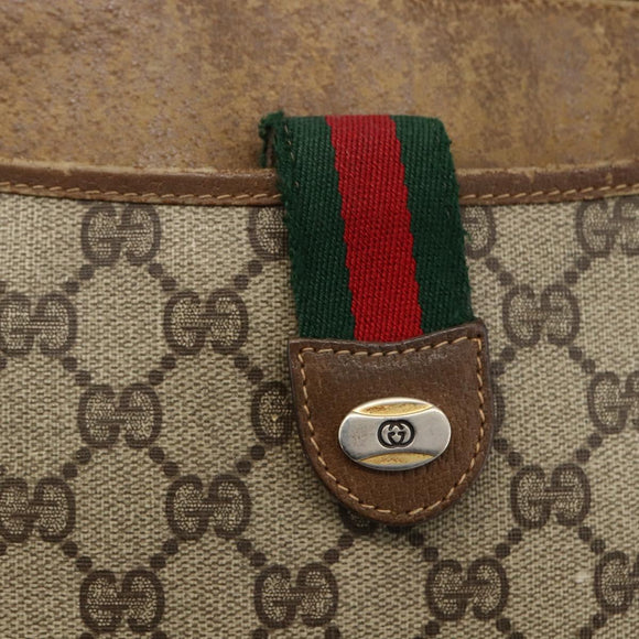 GUCCI GG Supreme Web Sherry Line Bag PVC Beige Gold 904 02 026 Auth LNZ369