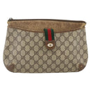 GUCCI GG Supreme Web Sherry Line Bag PVC Beige Gold 904 02 026 Auth LNZ369-2