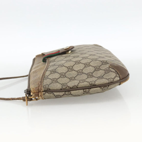 GUCCI GG Supreme Web Sherry Line Bag PVC Beige Gold 904 02 026 Auth LNZ369