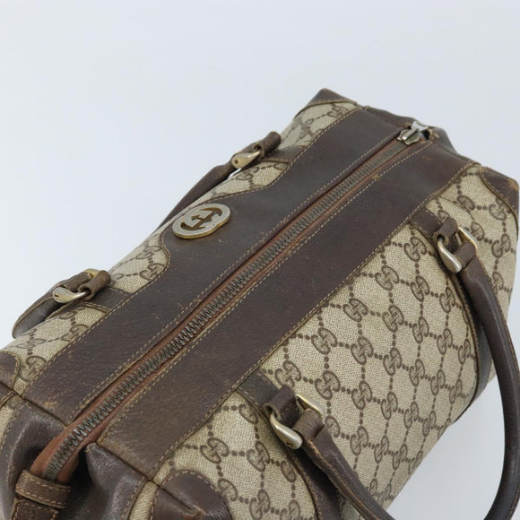 GUCCI GG Supreme Boston Bag PVC Beige Gold 14 03 3214 Auth LNZ370