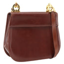 Salvatore Ferragamo Gancini Shoulder Bag Leather Brown Gold Auth LNZ377-1