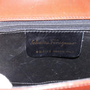 Salvatore Ferragamo Gancini Shoulder Bag Leather Brown Gold Auth LNZ377-15