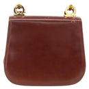 Salvatore Ferragamo Gancini Shoulder Bag Leather Brown Gold Auth LNZ377-3