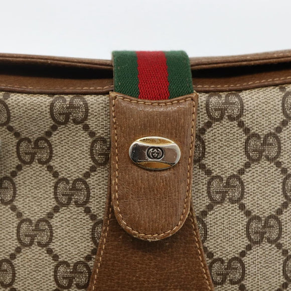 GUCCI Web Sherry Line GG Supreme Shoulder Bag PVC Beige 66 02 024 Auth LNZ379