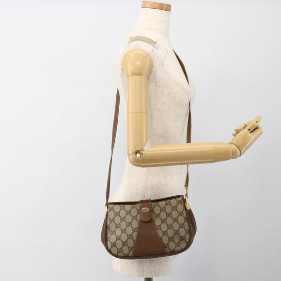GUCCI Web Sherry Line GG Supreme Shoulder Bag PVC Beige 66 02 024 Auth LNZ379