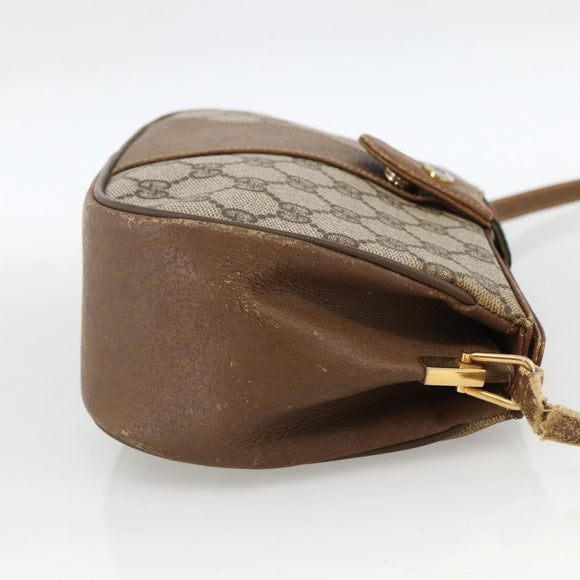 GUCCI Web Sherry Line GG Supreme Shoulder Bag PVC Beige 66 02 024 Auth LNZ379
