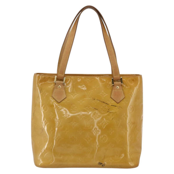LOUIS VUITTON Monogram Vernis Houston Hand Bag Beige M91004 LV Auth LNZ383
