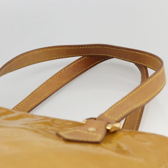 LOUIS VUITTON Monogram Vernis Houston Hand Bag Beige M91004 LV Auth LNZ383