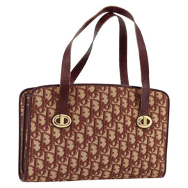 Christian Dior Trotter Canvas Hand Bag Red Gold Auth LNZ387