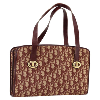 Christian Dior Trotter Canvas Hand Bag Red Gold Auth LNZ387