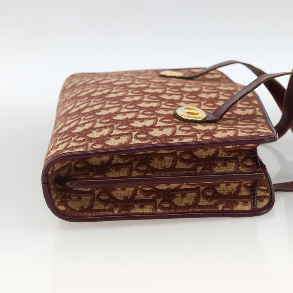 Christian Dior Trotter Canvas Hand Bag Red Gold Auth LNZ387