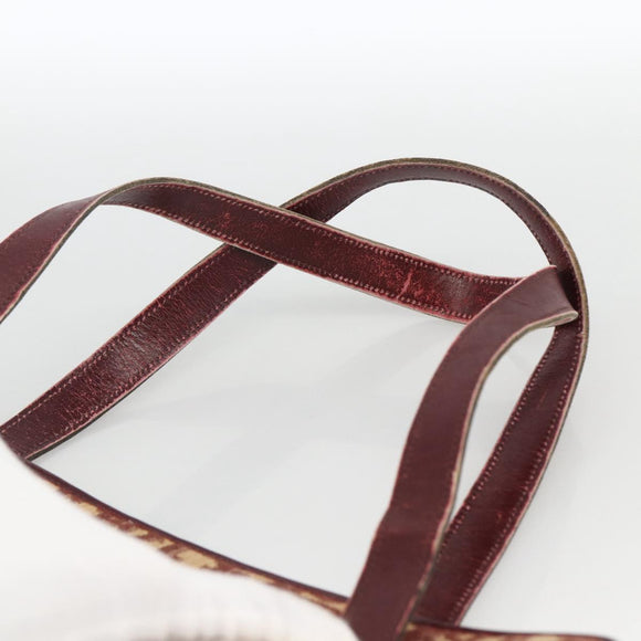 Christian Dior Trotter Canvas Hand Bag Red Gold Auth LNZ387