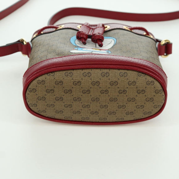 GUCCI GUCCI × Doraemon Micro GG Supreme Bag PVC Beige Gold 647801 Auth LNZ389SM