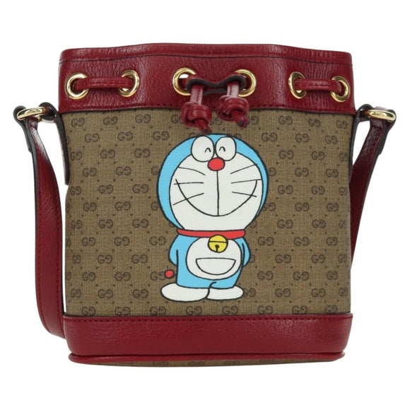 GUCCI GUCCI × Doraemon Micro GG Supreme Bag PVC Beige Gold 647801 Auth LNZ389SM