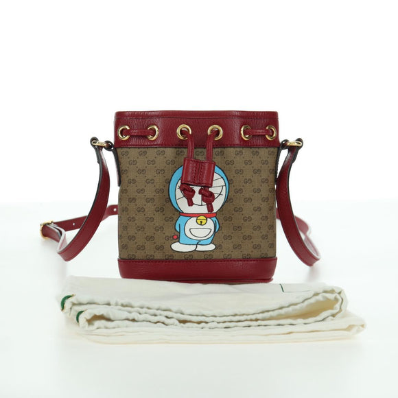 GUCCI GUCCI × Doraemon Micro GG Supreme Bag PVC Beige Gold 647801 Auth LNZ389SM