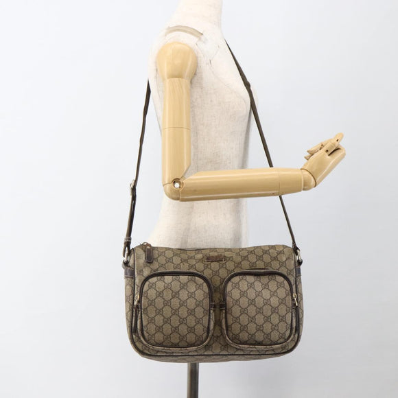 GUCCI GG Supreme Shoulder Bag PVC Beige Gold 246881 Auth LNZ392