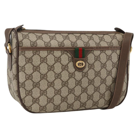 GUCCI GG Supreme Web Sherry Line Bag PVC Beige Gold 89 02 077 Auth LNZ393