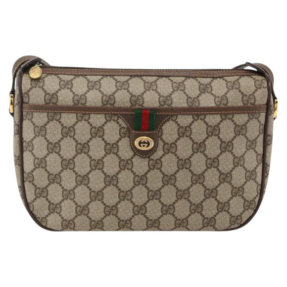 GUCCI GG Supreme Web Sherry Line Bag PVC Beige Gold 89 02 077 Auth LNZ393