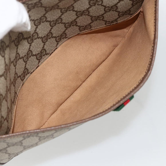 GUCCI GG Supreme Web Sherry Line Bag PVC Beige Gold 89 02 077 Auth LNZ393