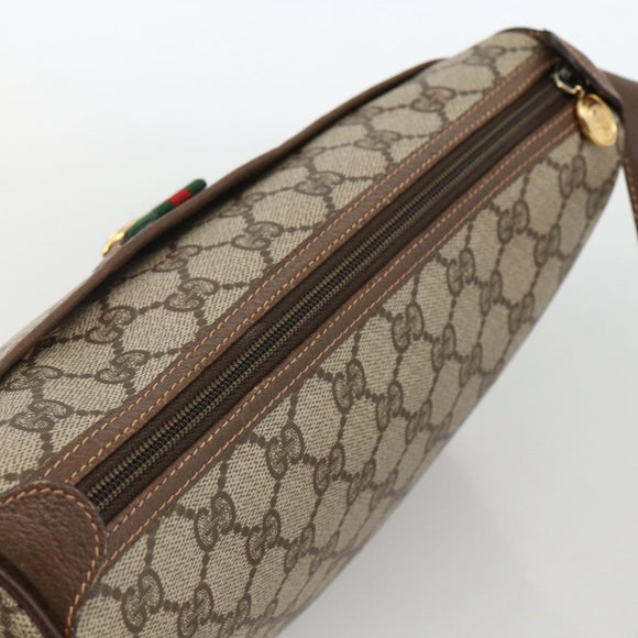 GUCCI GG Supreme Web Sherry Line Bag PVC Beige Gold 89 02 077 Auth LNZ393