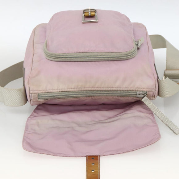 PRADA Shoulder Bag Nylon Pink Silver Auth LNZ394