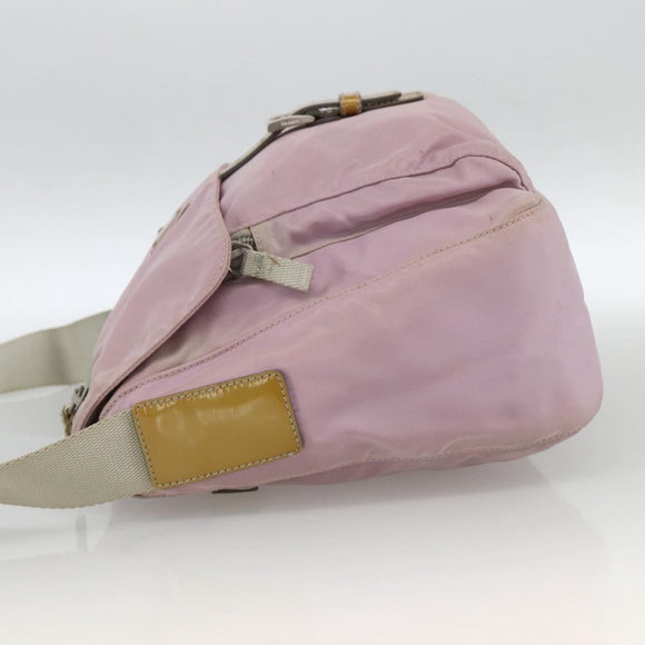 PRADA Shoulder Bag Nylon Pink Silver Auth LNZ394